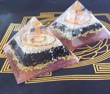 ORGONE SHUNGITE Pyramid, Shungite Pyramid With 24K Gold Copper Wrap QUARTZ POINT