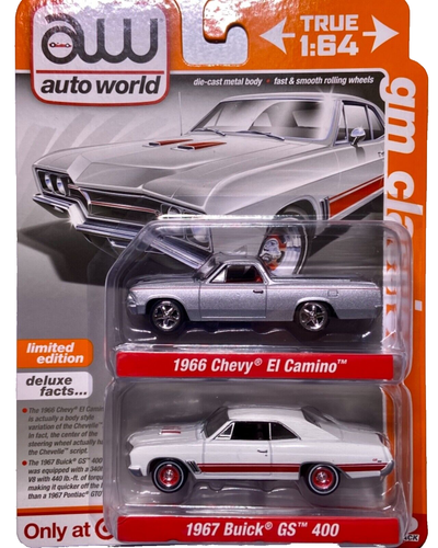 Auto World 1966 Chevy El Camino & 1967 Buick GS 400 GM Classics 2-Pack Neu in OVP 2022