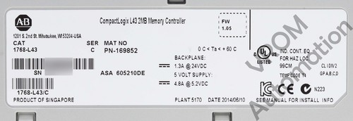 Surplus Allen Bradley 1768-L43 /C CompactLogix L43 Controller Module Processor 2 - Picture 2 of 5