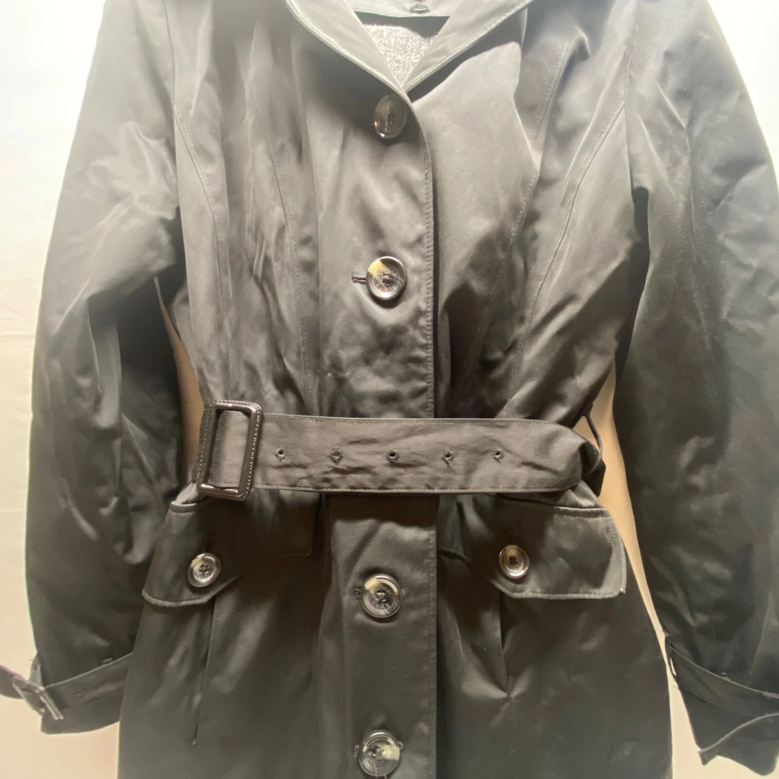 Giacca antipioggia Michael Kors nera trench donna media cappuccio rimovibile foderata ottime condizioni
