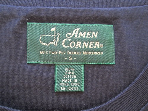 $74 AMEN CORNER AUGUSTA NATIONAL MASTERS DK NAVY PIMA COTTON CREW NECK SHIRT S - Picture 2 of 6