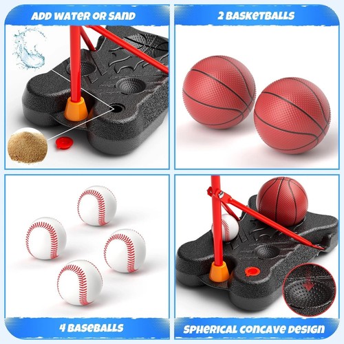 HopeRock~4 in 1 Kids Basketball Hoop and T Ball Set, Adjustable Sports Set, NEW! - Picture 9 of 9