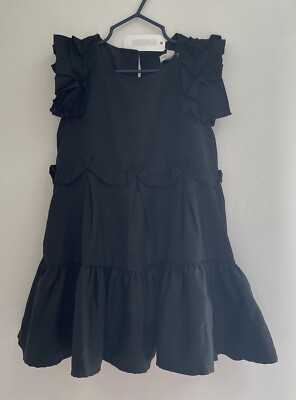 Gymboree Toddler Girls Solid Black Ruffle Short Sleeve Holiday Dress Black 3 NWT
