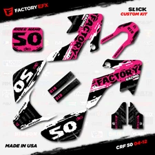 White & Pink Slick Racing Graphics Kit fits 04-12 Honda Crf50 CRF 50 Decals