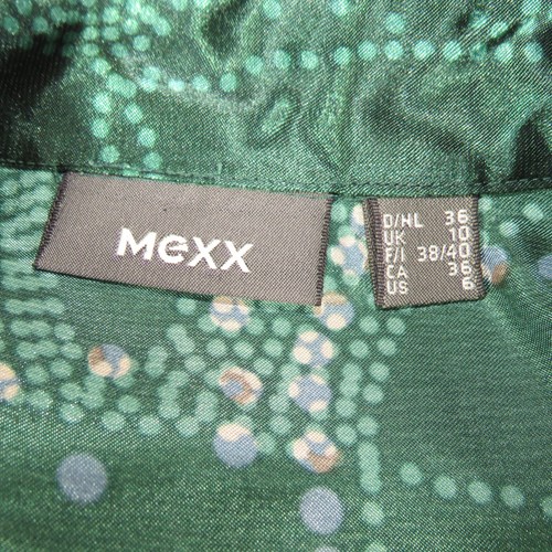 Mexx Women's Green Satin Abstract Print Collared Button Up Blouse Size 6 - Picture 5 of 8
