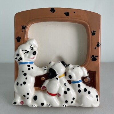 Vintage Disney 101 Dalmations Watching TV Ceramic Photo Frame Made In Japan