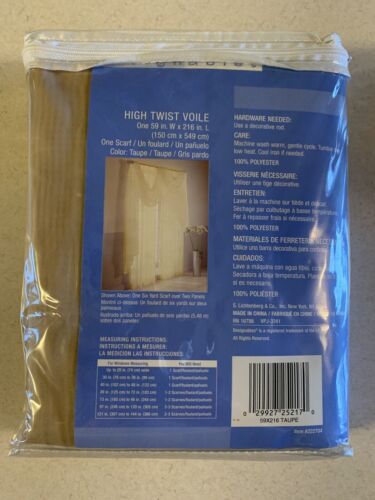 Designables French France Tergal Sheer Scarf in Taupe Color 59” W x 216" L New - Picture 2 of 2
