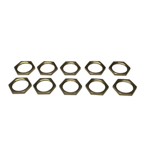 10 Pcs 1/2โ BSP Female Thread Brass Pipe Fitting Hex Lock Nut No Flange