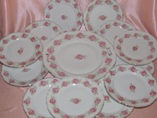 Servizio Da Torte Porcellana Piatto E 12 Inizio Xx Elemento Decorativo Rosa