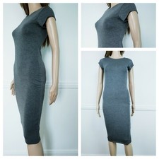❤️ Size 6-8 BOOHOO grey everyday knee length bodycon dress 490
