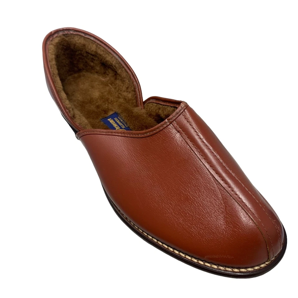 Zapatillas forradas de lana de piel de ciervo marrón GROSVENOR de colección para hombre talla 8,5 EE. UU. NUEVAS Foto 2 de 4