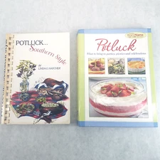 Lot of 2 Potluck Cookbooks - Brand Name and Potluck Southern Style