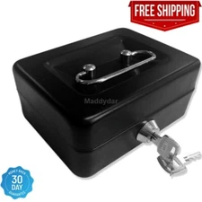 Small Security Box Safe Chest Key Lock Money Document Cash Jewelry New