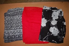 Womens 3 LOT SHEER INFINITY SCARF Lt Weight SOLID RED Black White BATIK Flowers