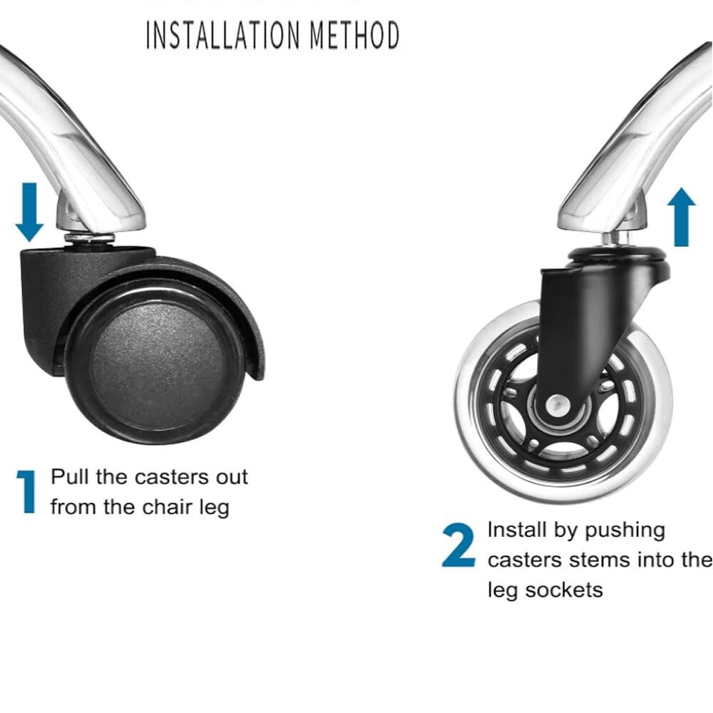 Office Chair Caster WheelsOffice Chair Wheels Rubber Chair Casters for Tile H...
