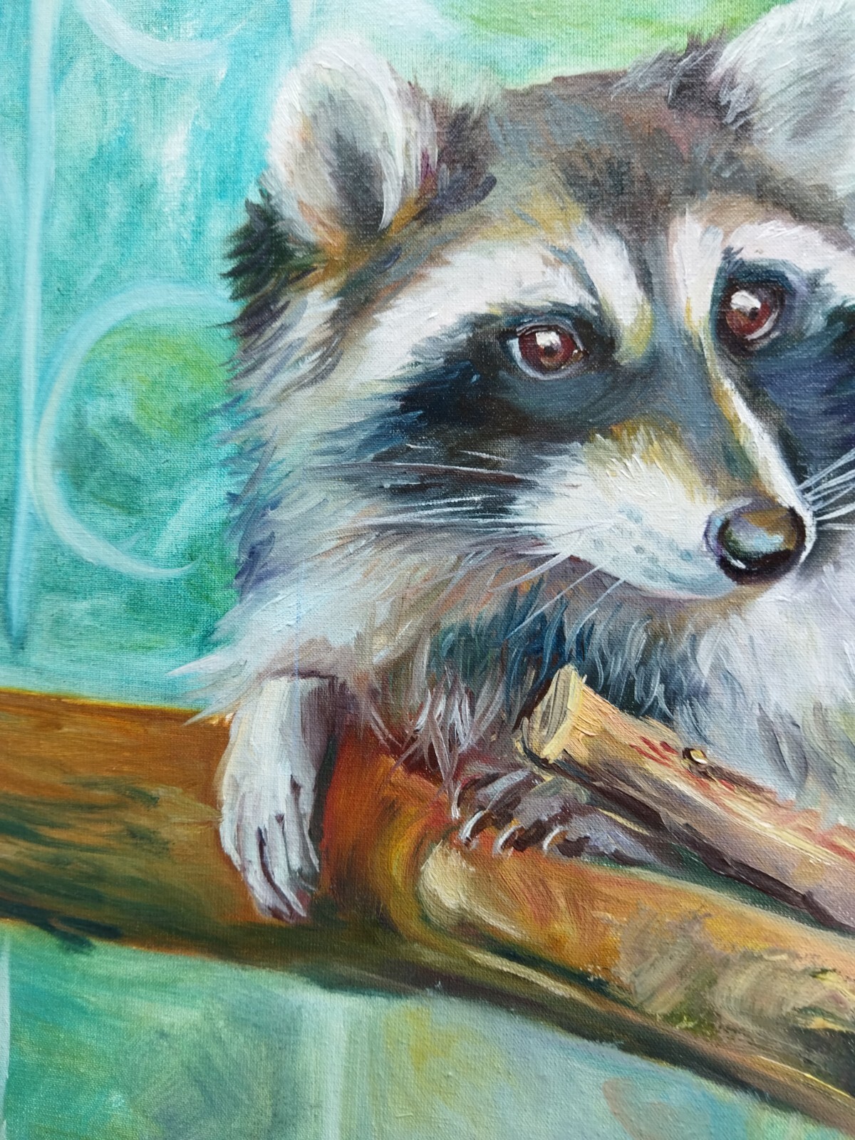 Cute Racoon Original Animal oil painting Impressionistic Artwork | eBay
