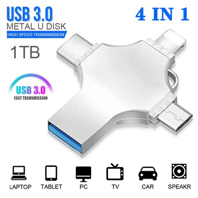 1TB 512GB Metall USB 3.0 Flash Drive Speicherstick Type C OTG Für iPhone Android