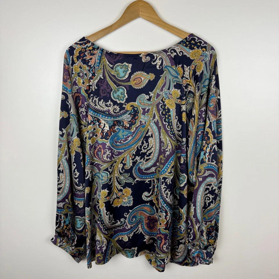 Blusa Umgee Mujer Paisley Talla 1XL Manga Larga Boho Multicolor Ligera Nueva con Etiquetas Foto 2 de 4