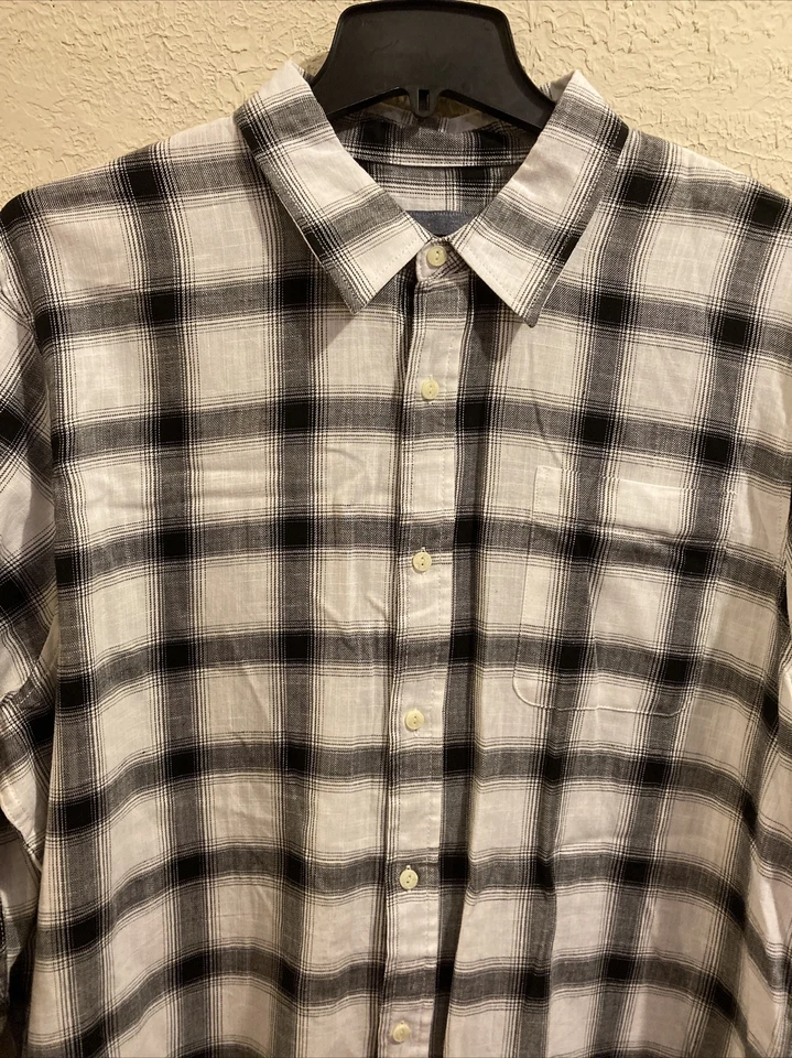 Camisa de vestir Lee para hombre talla 2XL blanca negra mangas largas NUEVA Foto 3 de 4