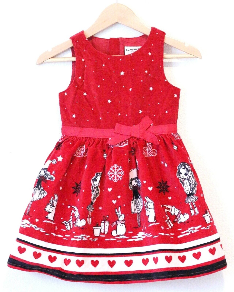 LC Waikiki Girls Dress Toddler Kids 3T 4T 98-104cm Red Christmas Holiday  Party