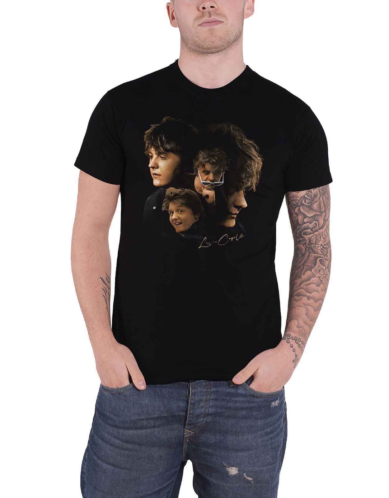 Lewis Capaldi Official Black Men’s T-Shirt with Photo Montage Logo