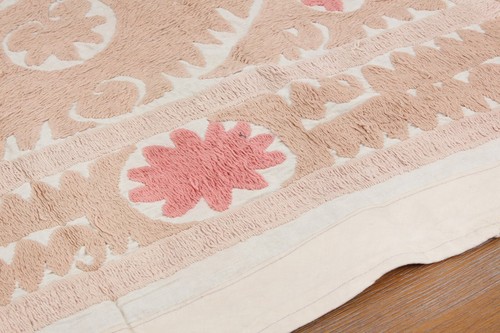 Suzani Fabric Suzani Throw Home Gift 3.58' x 3.84' Vintage Fast Shipment 16370 - Picture 21 of 24