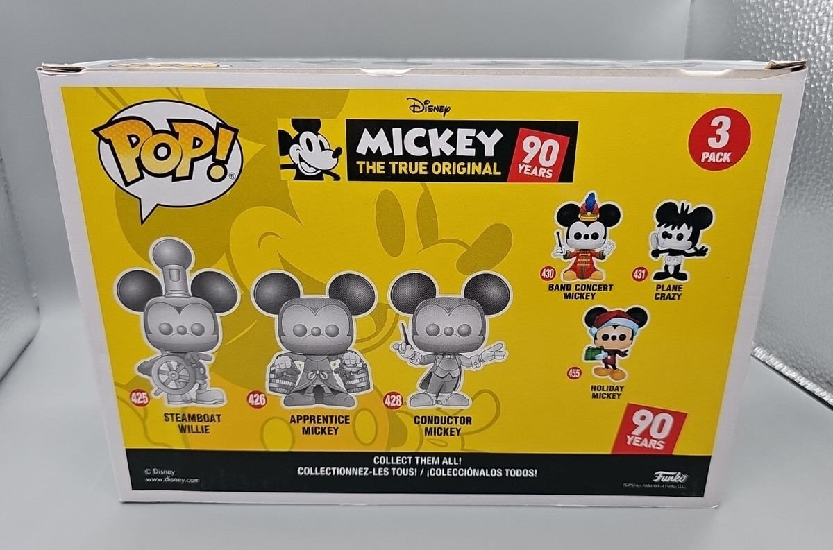 New Funko Pop 3 Pack MICKEY MOUSE THREE PACK 90 YEARS SILVER