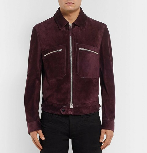 Tom Ford Burgundy Suede Jacket -With 
