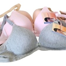 Maternity Nursing Bra Womens 34C Breastfeeding Cotton Blend Wire Free 3 Pack NEW