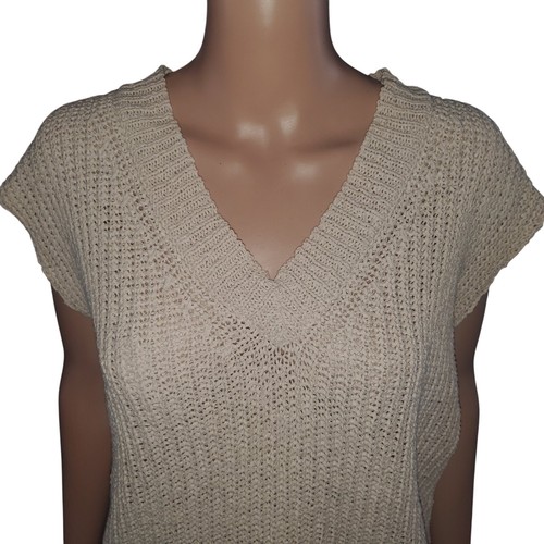 NEW Velvet by Graham & Spencer Naya V-Neck Knit Sweater Vest in Tea (R $158) - Picture 2 of 9