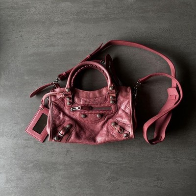 Balenciaga The City 2Way Mini Handbag Shoulder Bag Pink With Strap