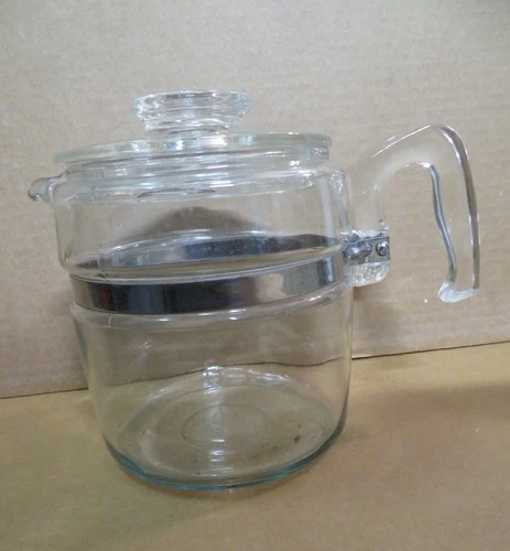Vintage Pyrex Flameware 6 Cup Coffee Pot Percolator with Lid 7756