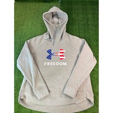 Under Armour Freedom Hoodie Mens Heather Gray American Flag Logo Sweatshirt XL