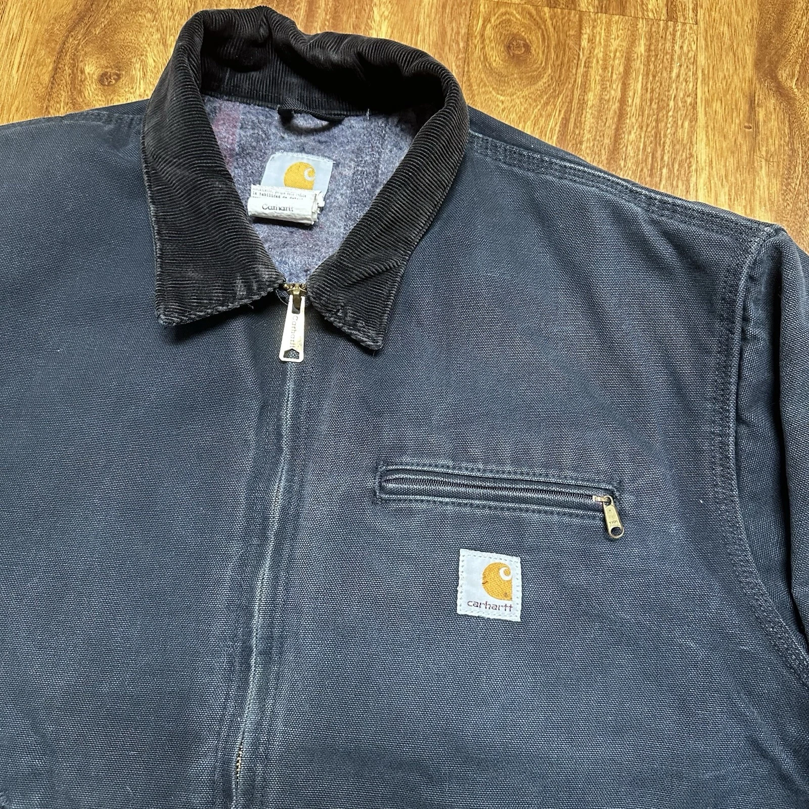 Vintage Carhartt Detroit Jacket J001 Men XL Black Duck Blanket Lined USA image 2