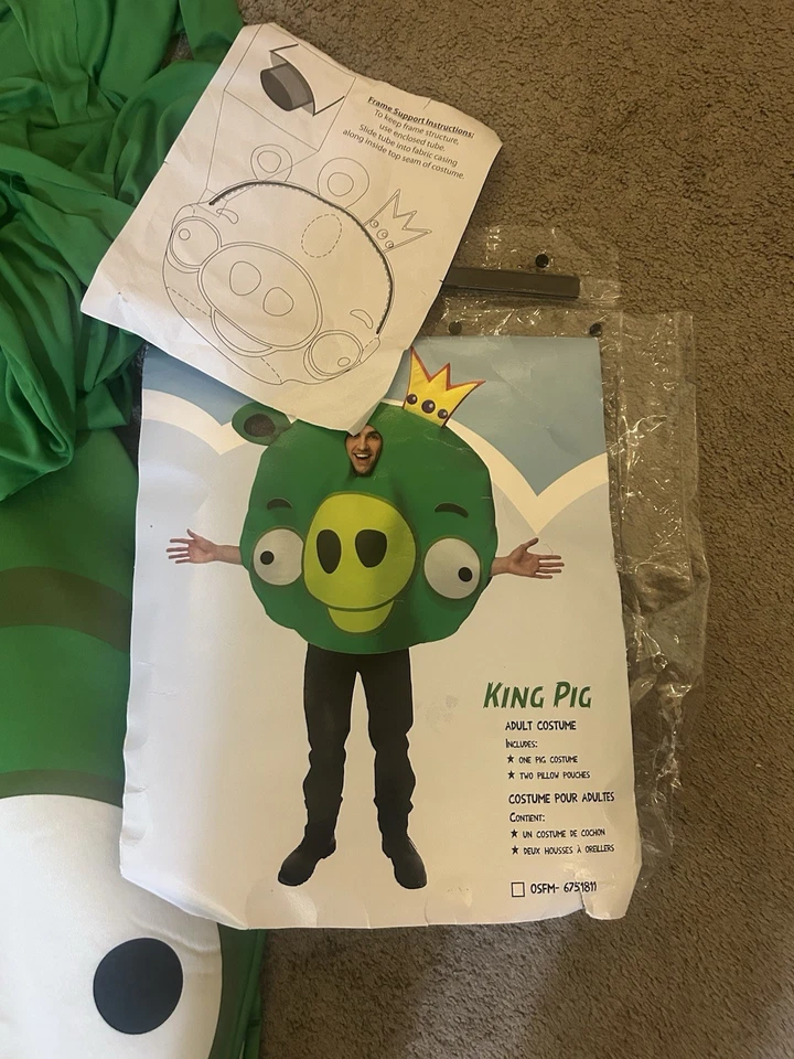 2011 Rovio King Pig Verde Angry Birds Halloween Disfraz Adulto Hogar Libre de Humo Foto 4 de 4