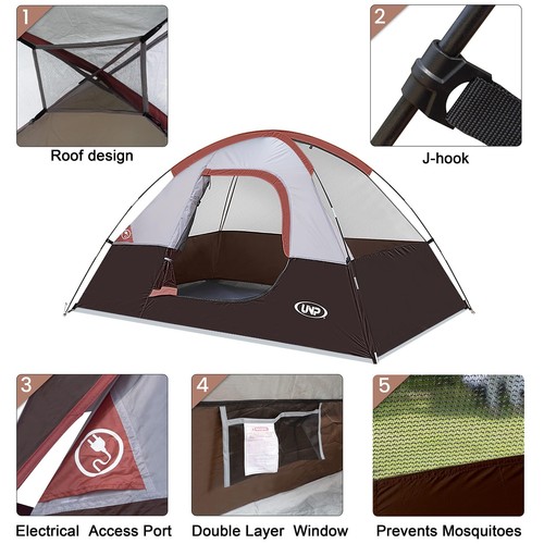 Camping Tent 2 Person Waterproof Windproof Tent with Rainfly Easy Set up - Picture 6 of 8