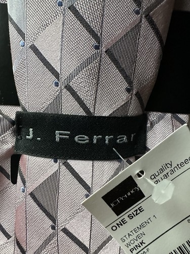 J. Ferrar Men's Silk Necktie Pink And Gray One Size - Picture 3 of 4