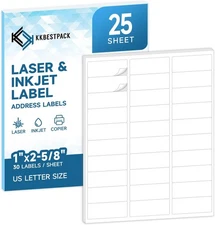 Address Labels for Printer 750 Labels - 1" x 2-5/8", Mailing, Storage & Pantry O