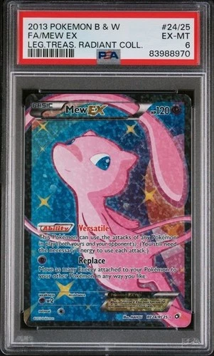 POKEMON MEW EX 2013 BLACK & WHITE LEGENDARY TREAS. RADIANT COLL #RC24 FA PSA 6