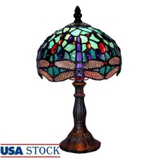 Tiffany Style Dragonfly Table Lamp Handcrafted Stained Glass Indoor Lighting New