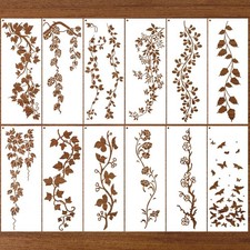 Leaf Vine Border Stencil for Painting - 12 Pcs Reusable Flowers Wall Stencils.