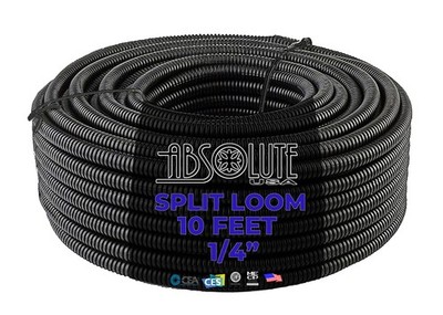 10 FT 1/4'' INCH Split Loom Tubing Wire Conduit Hose Cover Auto Home Marine Black