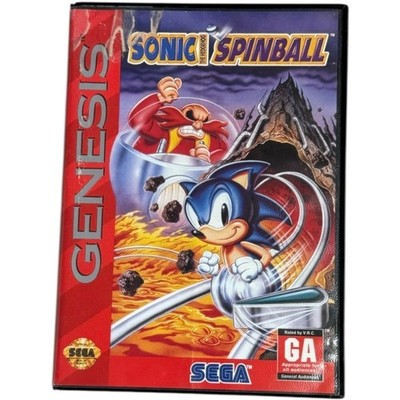 Sonic the Hedgehog Spinball Sega Genesis 1993 Video Game No Manual Box Damage
