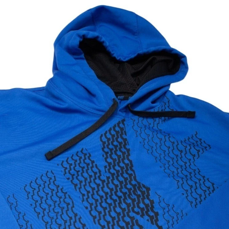 Nike Hoodie Men 2XL Blue Therma-FIT Graphic Pullover Sweatshirt 544666-494
