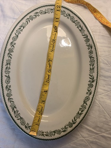 Buffalo China 12” Oval Platter Green Flower Band Restaurant Ware - Picture 2 of 8