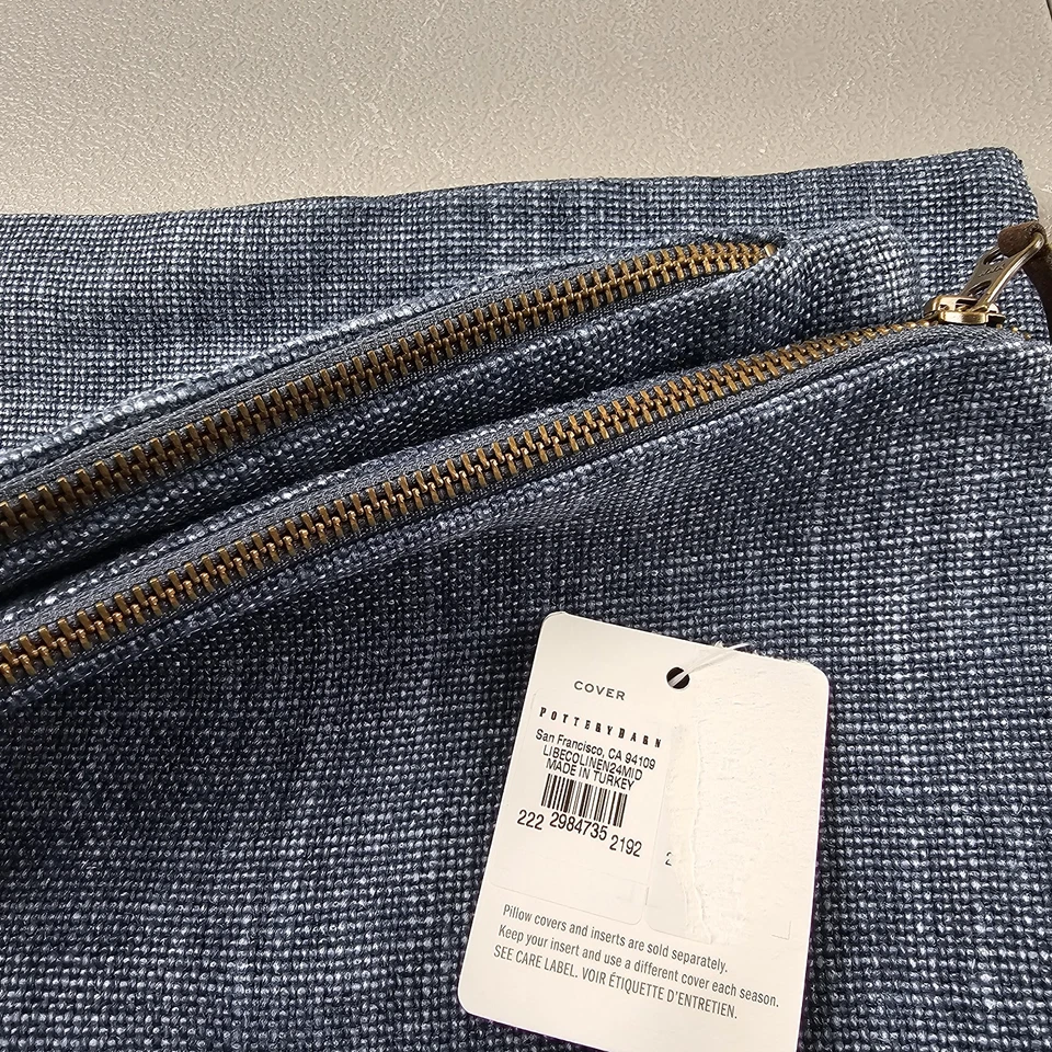 Funda de almohada de lino belga Pottery Barn 24"x24" azul marino? (Estante 2) Foto 3 de 4