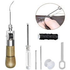 Sewing Awl Kit Lock Stitch Hand Stitcher Heavy Leather Canvas Repair Tool Set