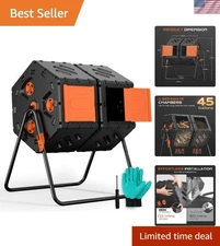 Compost Bin Outdoor 45 Gallon Garden Tumbler Dual Chamber Fast Assemble