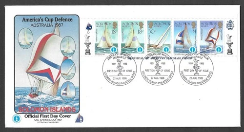 America's Cup Defence Australia 1987 FDC 1986 Solomon Islands Stamps Cover #5