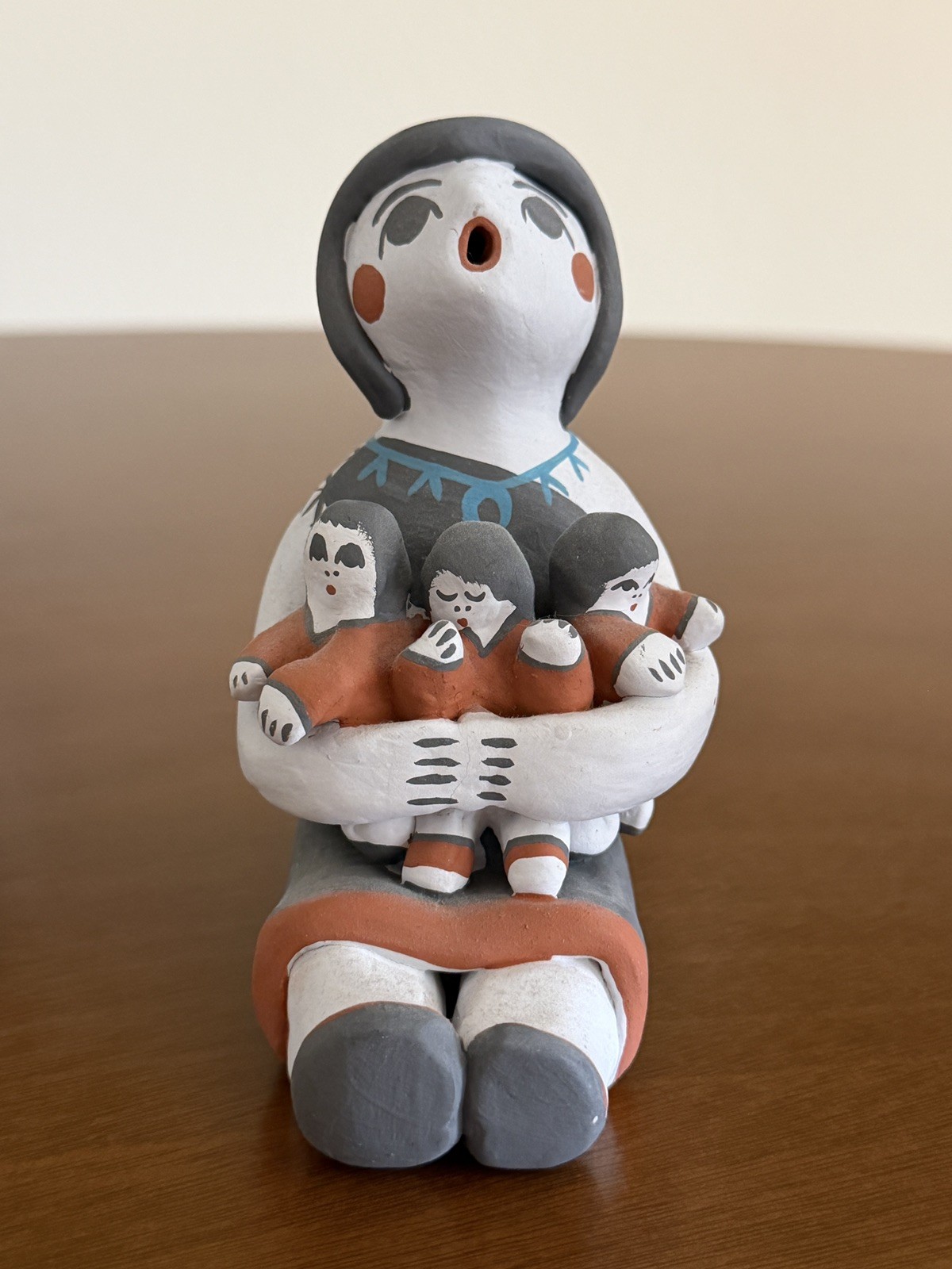 Jemez Pueblo Storyteller Mary Small Signed 3 Children Native American Pottery NM